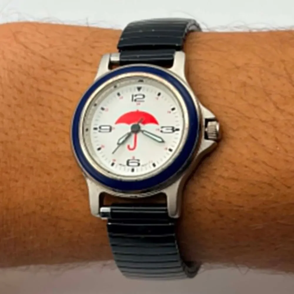 Silver & Black Umbrella Watch